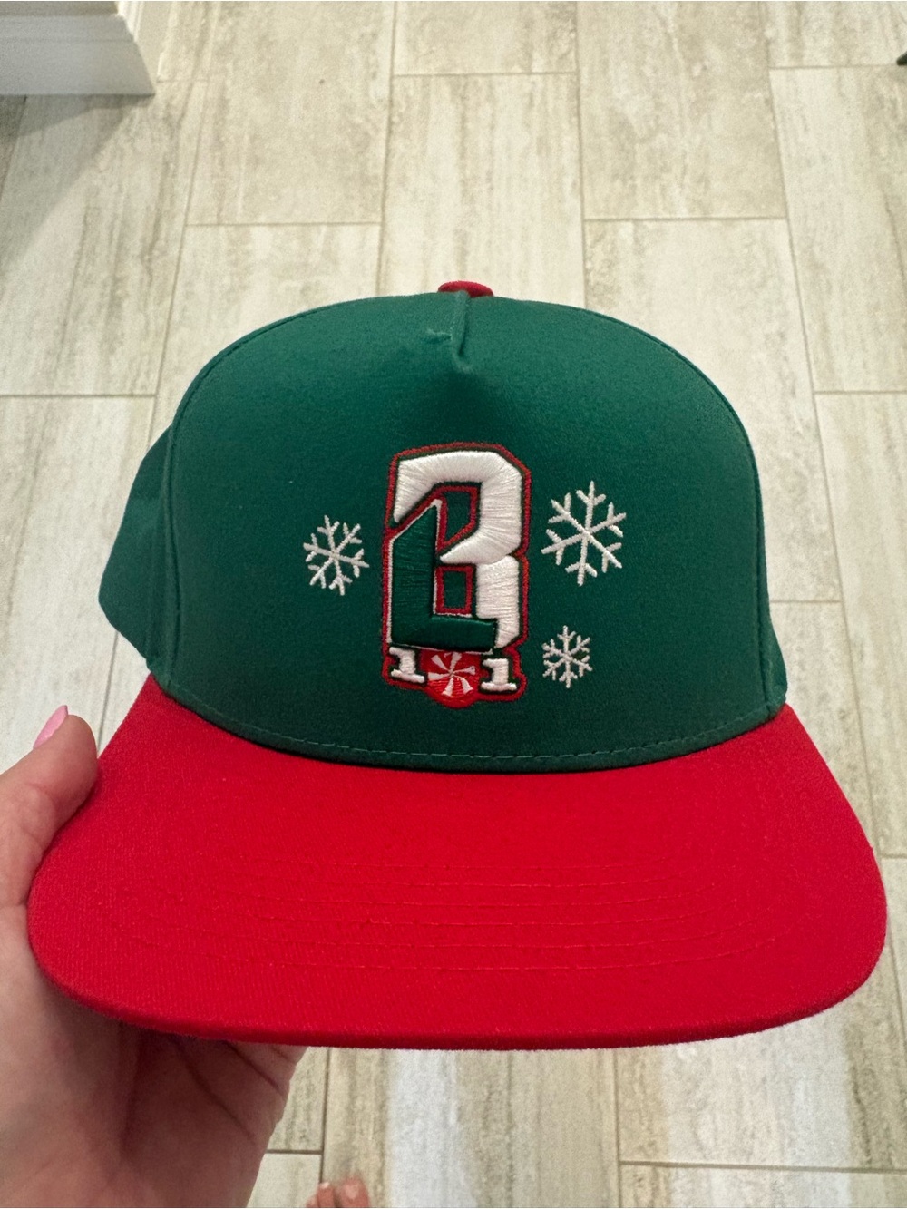 Christmas Snapback Hat with Embroidered Snowflakes baseball lifestyle 101 bl101